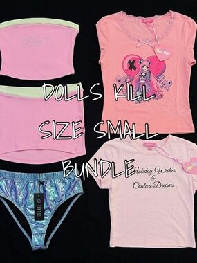DOLLS KILL Bundle - Sugar Thrillz & Club Exx - Size S - Y2K Pink Set